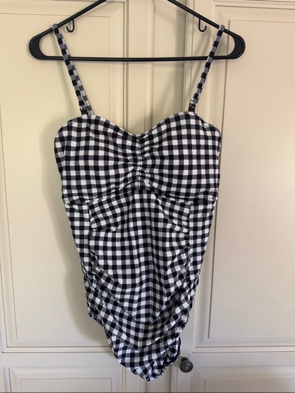 Motherhood Maternity Black and White Gingham Maternity One-Piece
